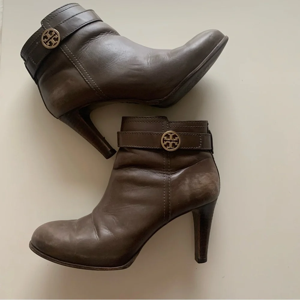 Tory Burch Bristol High Heel Booties in Elephant Grey